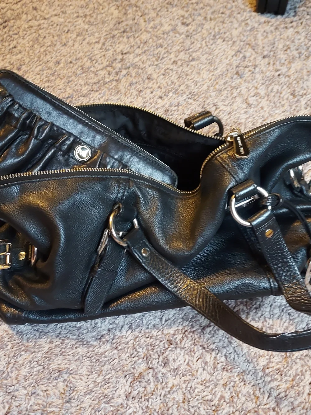 Michael Kors Black Leather Purse with Matching Wallet